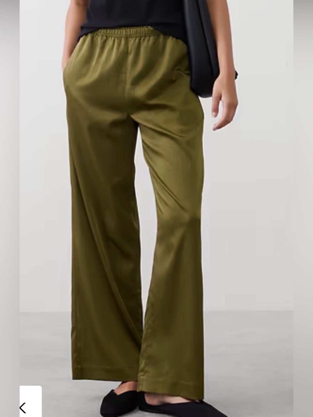 Banana Republic Olive Green Wide-Leg Satin Pants